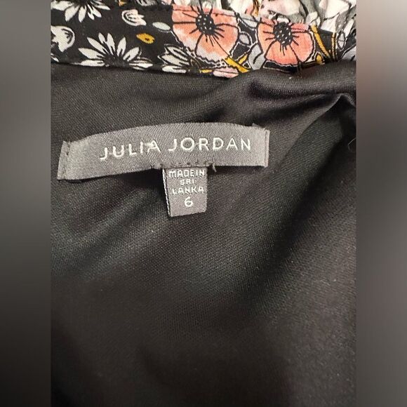 JULIA JORDAN Ruffle Mock Neck Floral Midi Dress, Short Flutter Sleeve, Size 6 - Picture 15 of 16